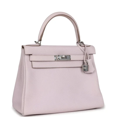 Hermes Kelly Retourne 28 Mauve Pale Clemence Palladium Hardware Hermes Kelly Retourne 28 Mauve Pale Clemence Palladium Hardware