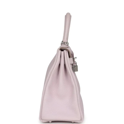 Hermes Kelly Retourne 28 Mauve Pale Clemence Palladium Hardware Hermes Kelly Retourne 28 Mauve Pale Clemence Palladium Hardware