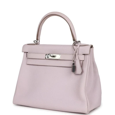 Hermes Kelly Retourne 28 Mauve Pale Clemence Palladium Hardware Hermes Kelly Retourne 28 Mauve Pale Clemence Palladium Hardware
