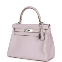 Hermes Kelly Retourne 28 Mauve Pale Clemence Palladium Hardware Hermes Kelly Retourne 28 Mauve Pale Clemence Palladium Hardware