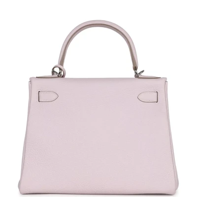 Hermes Kelly Retourne 28 Mauve Pale Clemence Palladium Hardware