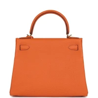 Hermes Kelly Retourne 28 Orange Togo Gold Hardware