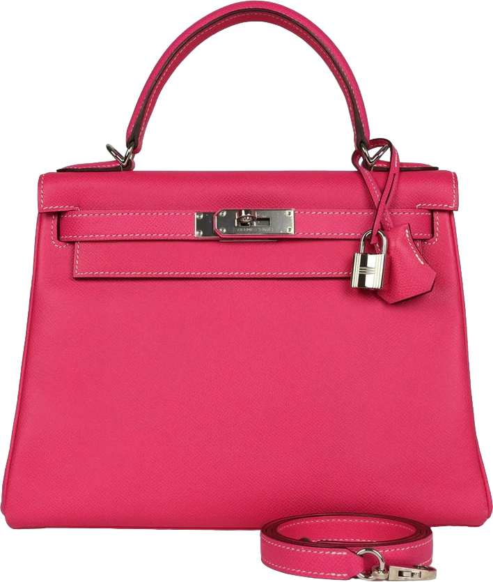 Hermes Kelly Retourne 28 Rose Tyrien Candy Epsom Palladium Hardware