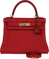Hermes Kelly Retourne 28 Vermillion Clemence Gold Hardware Hermes Kelly Retourne 28 Vermillion Clemence Gold Hardware