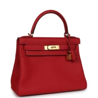 Hermes Kelly Retourne 28 Vermillion Clemence Gold Hardware Hermes Kelly Retourne 28 Vermillion Clemence Gold Hardware