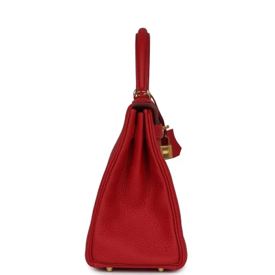 Hermes Kelly Retourne 28 Vermillion Clemence Gold Hardware Hermes Kelly Retourne 28 Vermillion Clemence Gold Hardware