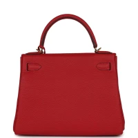 Hermes Kelly Retourne 28 Vermillion Clemence Gold Hardware Hermes Kelly Retourne 28 Vermillion Clemence Gold Hardware