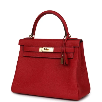 Hermes Kelly Retourne 28 Vermillion Clemence Gold Hardware Hermes Kelly Retourne 28 Vermillion Clemence Gold Hardware