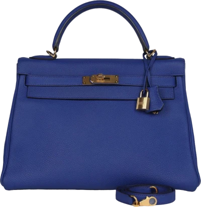 Hermes Kelly Retourne 32 Bleu Electric Togo Gold Hardware Hermes Kelly Retourne 32 Bleu Electric Togo Gold Hardware
