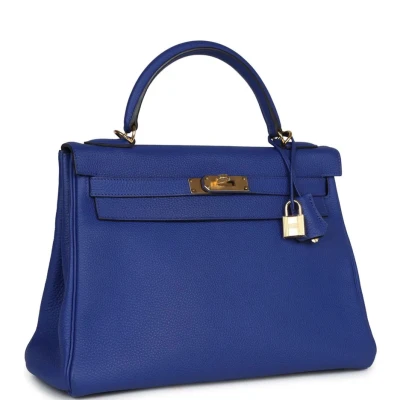 Hermes Kelly Retourne 32 Bleu Electric Togo Gold Hardware Hermes Kelly Retourne 32 Bleu Electric Togo Gold Hardware