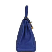 Hermes Kelly Retourne 32 Bleu Electric Togo Gold Hardware Hermes Kelly Retourne 32 Bleu Electric Togo Gold Hardware