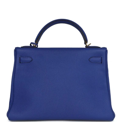 Hermes Kelly Retourne 32 Bleu Electric Togo Gold Hardware Hermes Kelly Retourne 32 Bleu Electric Togo Gold Hardware