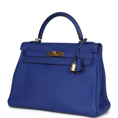 Hermes Kelly Retourne 32 Bleu Electric Togo Gold Hardware Hermes Kelly Retourne 32 Bleu Electric Togo Gold Hardware