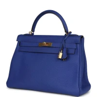 Hermes Kelly Retourne 32 Bleu Electric Togo Gold Hardware Hermes Kelly Retourne 32 Bleu Electric Togo Gold Hardware