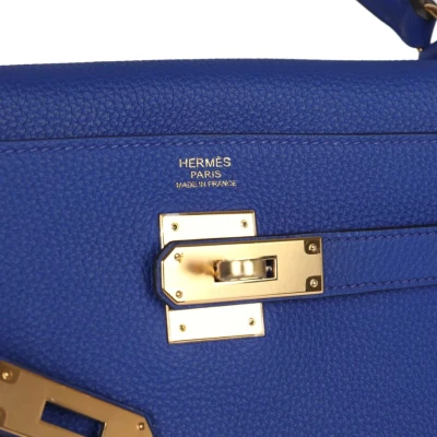 Hermes Kelly Retourne 32 Bleu Electric Togo Gold Hardware Hermes Kelly Retourne 32 Bleu Electric Togo Gold Hardware