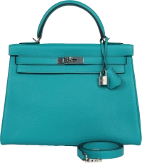Hermes Kelly Retourne 32 Bleu Paon Clemence Palladium Hardware Hermes Kelly Retourne 32 Bleu Paon Clemence Palladium Hardware