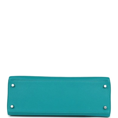 Hermes Kelly Retourne 32 Bleu Paon Clemence Palladium Hardware Hermes Kelly Retourne 32 Bleu Paon Clemence Palladium Hardware