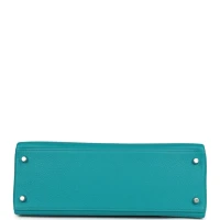 Hermes Kelly Retourne 32 Bleu Paon Clemence Palladium Hardware Hermes Kelly Retourne 32 Bleu Paon Clemence Palladium Hardware