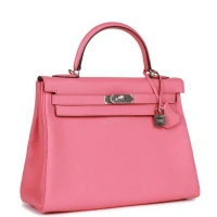 Hermes Kelly Retourne 32 Rose Azalee Clemence Palladium Hardware Hermes Kelly Retourne 32 Rose Azalee Clemence Palladium Hardware