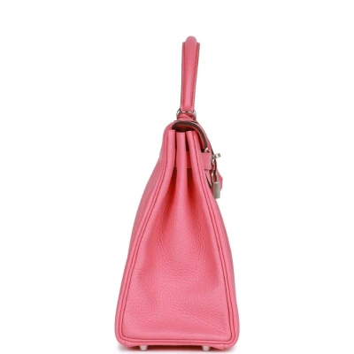 Hermes Kelly Retourne 32 Rose Azalee Clemence Palladium Hardware Hermes Kelly Retourne 32 Rose Azalee Clemence Palladium Hardware