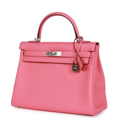Hermes Kelly Retourne 32 Rose Azalee Clemence Palladium Hardware Hermes Kelly Retourne 32 Rose Azalee Clemence Palladium Hardware