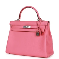 Hermes Kelly Retourne 32 Rose Azalee Clemence Palladium Hardware Hermes Kelly Retourne 32 Rose Azalee Clemence Palladium Hardware