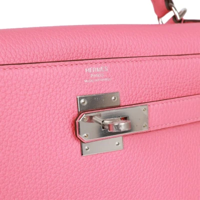 Hermes Kelly Retourne 32 Rose Azalee Clemence Palladium Hardware Hermes Kelly Retourne 32 Rose Azalee Clemence Palladium Hardware