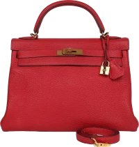 Hermes Kelly Retourne 32 Vermillion Clemence Gold Hardware Hermes Kelly Retourne 32 Vermillion Clemence Gold Hardware