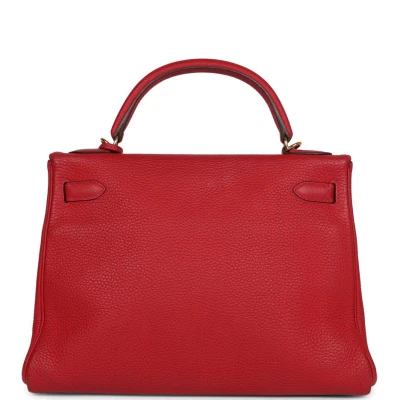 Hermes Kelly Retourne 32 Vermillion Clemence Gold Hardware Hermes Kelly Retourne 32 Vermillion Clemence Gold Hardware