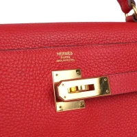 Hermes Kelly Retourne 32 Vermillion Clemence Gold Hardware Hermes Kelly Retourne 32 Vermillion Clemence Gold Hardware