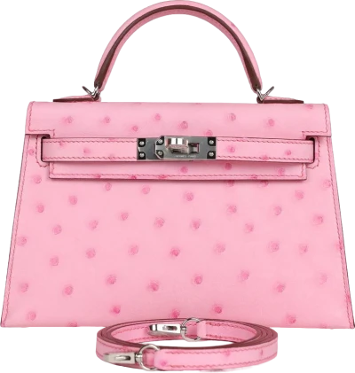 Hermes Kelly Sellier 20 Bubblegum Ostrich Palladium Hardware Hermes Kelly Sellier 20 Bubblegum Ostrich Palladium Hardware