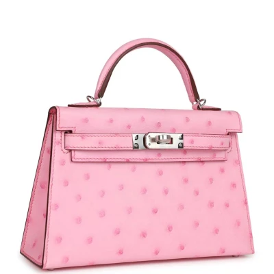 Hermes Kelly Sellier 20 Bubblegum Ostrich Palladium Hardware Hermes Kelly Sellier 20 Bubblegum Ostrich Palladium Hardware
