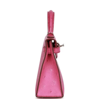 Hermes Kelly Sellier 20 Fuchsia Ostrich Palladium Hardware Hermes Kelly Sellier 20 Fuchsia Ostrich Palladium Hardware
