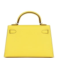 Hermes Kelly Sellier 20 Jaune Citron Chevre Palladium Hardware