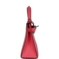 Hermes Kelly Sellier 20 Rose Lipstick Chevre Palladium Hardware