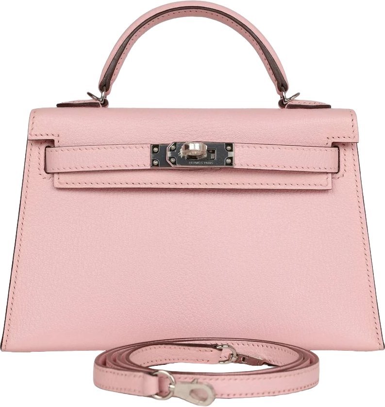 Hermes Kelly Sellier 20 Rose Sakura Chevre Palladium Hardware