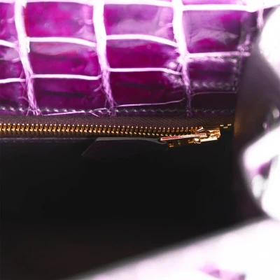 Hermes Kelly Sellier 25 Aubergine Shiny Niloticus Crocodile Gold Hardware Hermes Kelly Sellier 25 Aubergine Shiny Niloticus Crocodile Gold Hardware