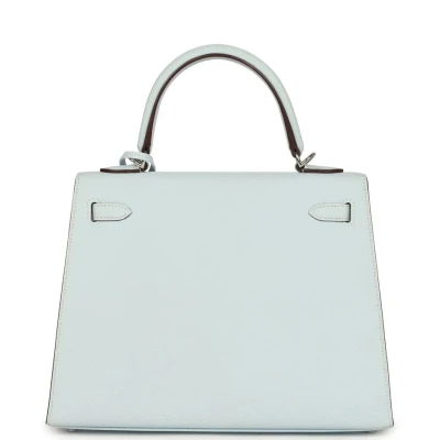 Hermes Kelly Sellier 25 Bleu Brume Epsom Palladium Hardware