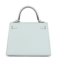 Hermes Kelly Sellier 25 Bleu Brume Epsom Palladium Hardware