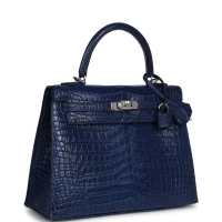 Hermes Kelly Sellier 25 Bleu Indigo Aizome Matte Porosus Crocodile Palladium Hardware Hermes Kelly Sellier 25 Bleu Indigo Aizome Matte Porosus Crocodile Palladium Hardware