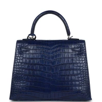Hermes Kelly Sellier 25 Bleu Indigo Aizome Matte Porosus Crocodile Palladium Hardware Hermes Kelly Sellier 25 Bleu Indigo Aizome Matte Porosus Crocodile Palladium Hardware