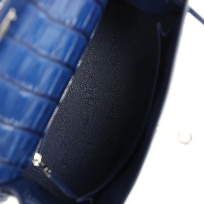 Hermes Kelly Sellier 25 Bleu Indigo Aizome Matte Porosus Crocodile Palladium Hardware Hermes Kelly Sellier 25 Bleu Indigo Aizome Matte Porosus Crocodile Palladium Hardware