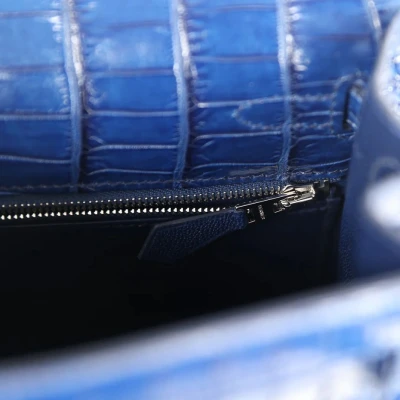 Hermes Kelly Sellier 25 Bleu Indigo Aizome Matte Porosus Crocodile Palladium Hardware Hermes Kelly Sellier 25 Bleu Indigo Aizome Matte Porosus Crocodile Palladium Hardware