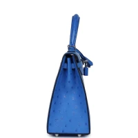Hermes Kelly Sellier 25 Bleuet Ostrich Palladium Hardware Hermes Kelly Sellier 25 Bleuet Ostrich Palladium Hardware