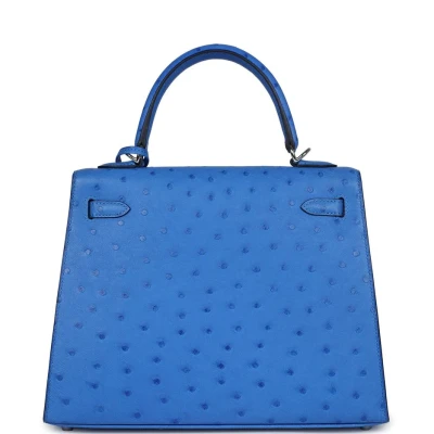 Hermes Kelly Sellier 25 Bleuet Ostrich Palladium Hardware Hermes Kelly Sellier 25 Bleuet Ostrich Palladium Hardware