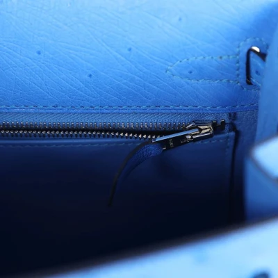 Hermes Kelly Sellier 25 Bleuet Ostrich Palladium Hardware Hermes Kelly Sellier 25 Bleuet Ostrich Palladium Hardware