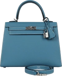 Hermes Kelly Sellier 25 Blue Jean Epsom Palladium Hardware Hermes Kelly Sellier 25 Blue Jean Epsom Palladium Hardware