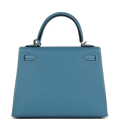 Hermes Kelly Sellier 25 Blue Jean Epsom Palladium Hardware Hermes Kelly Sellier 25 Blue Jean Epsom Palladium Hardware
