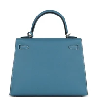 Hermes Kelly Sellier 25 Blue Jean Epsom Palladium Hardware Hermes Kelly Sellier 25 Blue Jean Epsom Palladium Hardware