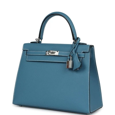 Hermes Kelly Sellier 25 Blue Jean Epsom Palladium Hardware Hermes Kelly Sellier 25 Blue Jean Epsom Palladium Hardware